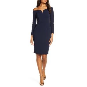 Vince Camuto navy long sleeve sheath